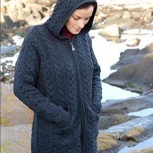 Aran Crafts 100% Irish Merino Wool Zip Sweater